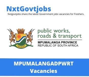 Department of Public Works Roads and Transport Cleaner Accountant Jobs 2022 Apply Online at @dpwrt.mpg.gov.za